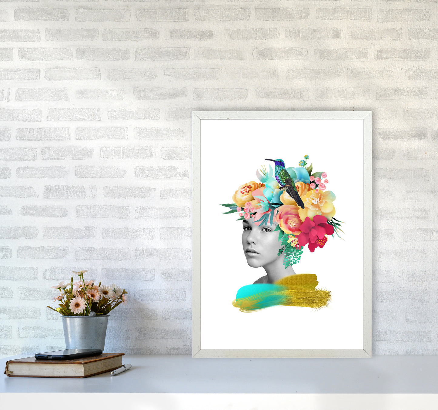 The Girl And The Paradise Art Print by Seven Trees Design A2 Oak Frame