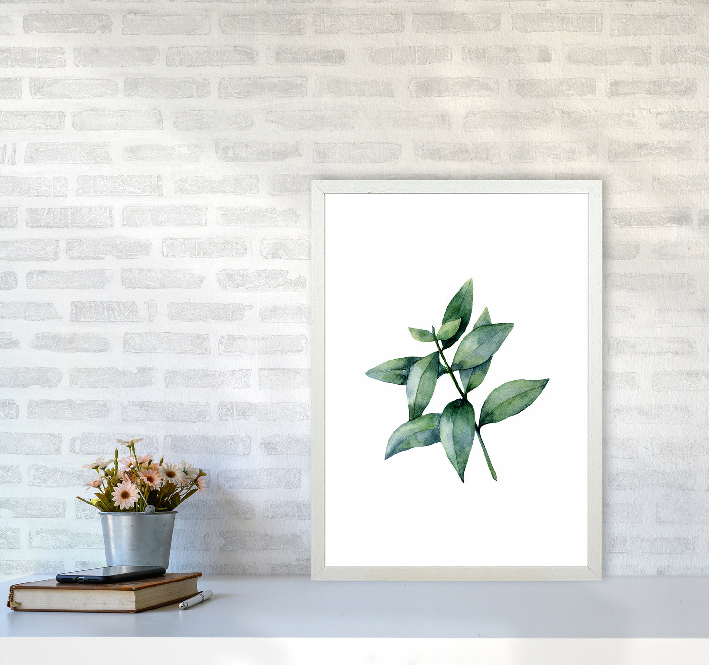 Watercolor Eucalyptus III Art Print by Seven Trees Design A2 Oak Frame