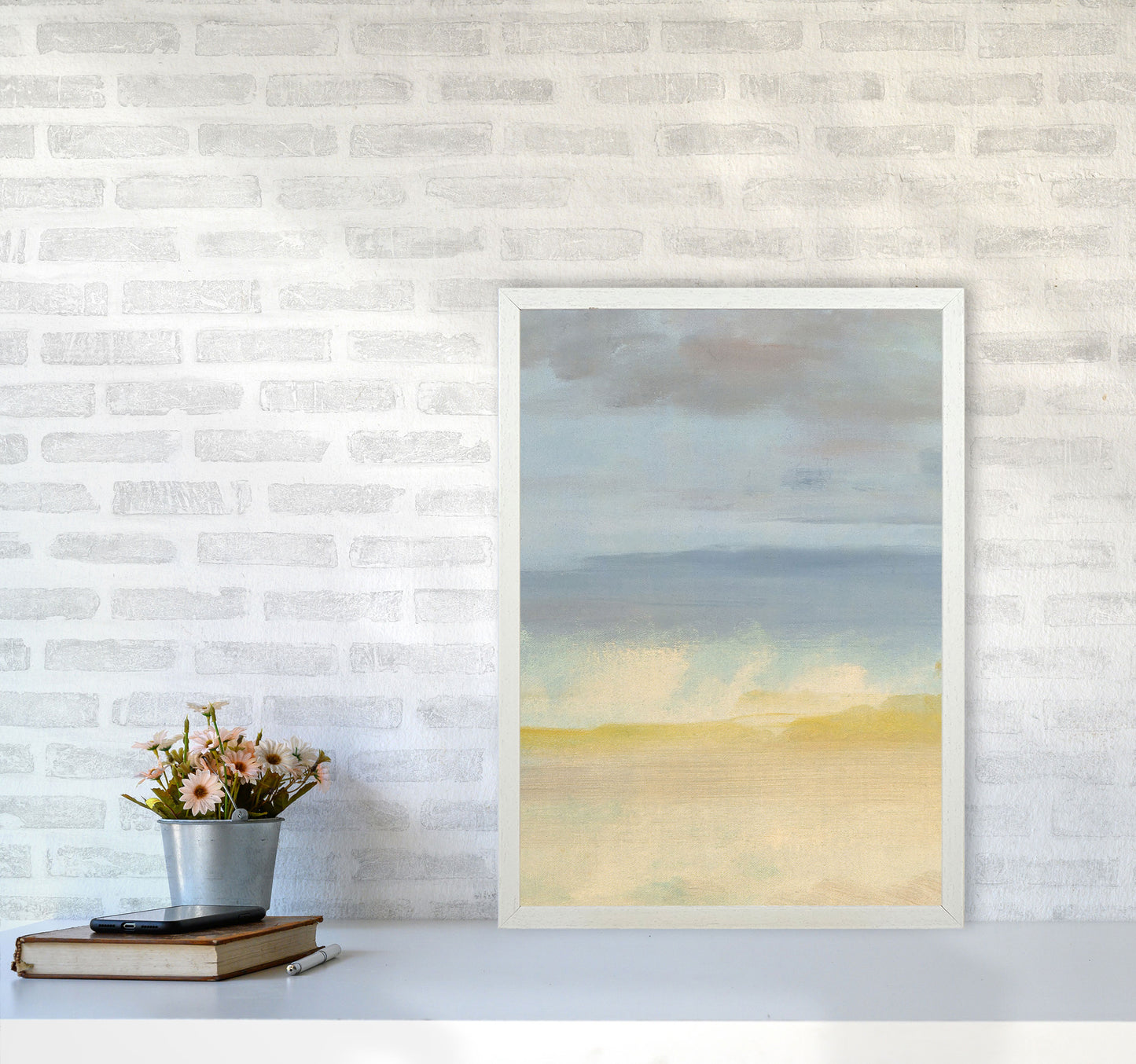 Sand, Ocean and Sky Art Print by Seven Trees Design A2 Oak Frame