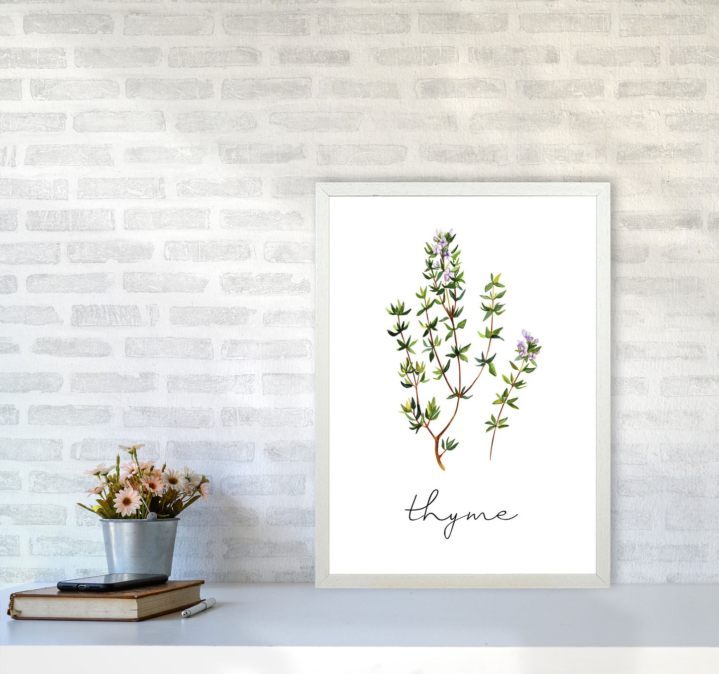 Thyme Art Print by Seven Trees Design A2 Oak Frame
