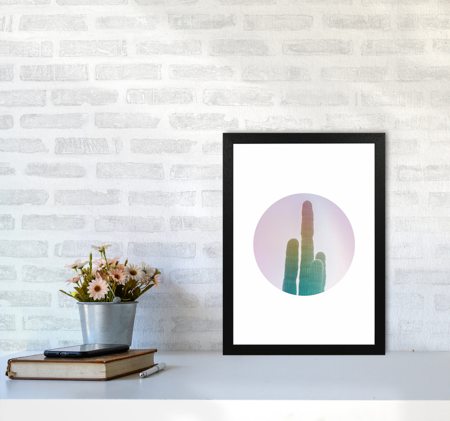 Circular Cacti Art Print by Seven Trees Design A3 White Frame