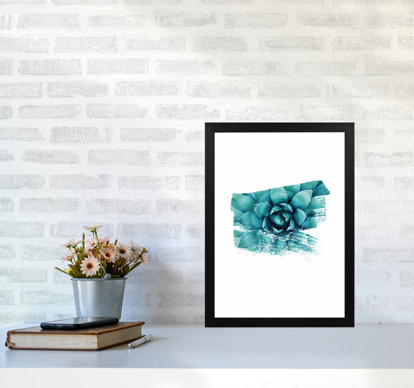 Modern Succulent II Art Print by Seven Trees Design A3 White Frame