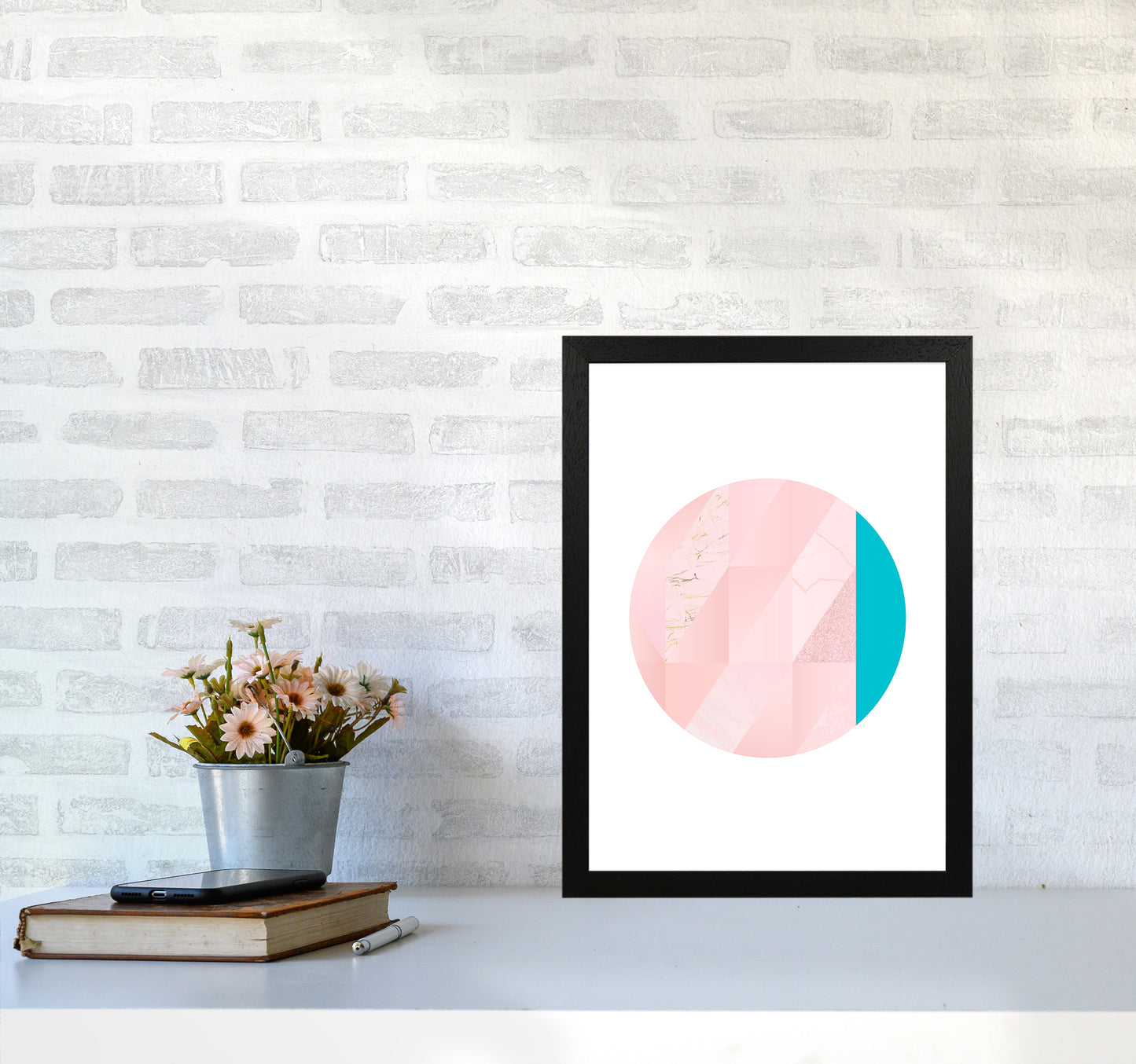Pink Marble Circle II Abstract Art Print by Seven Trees Design