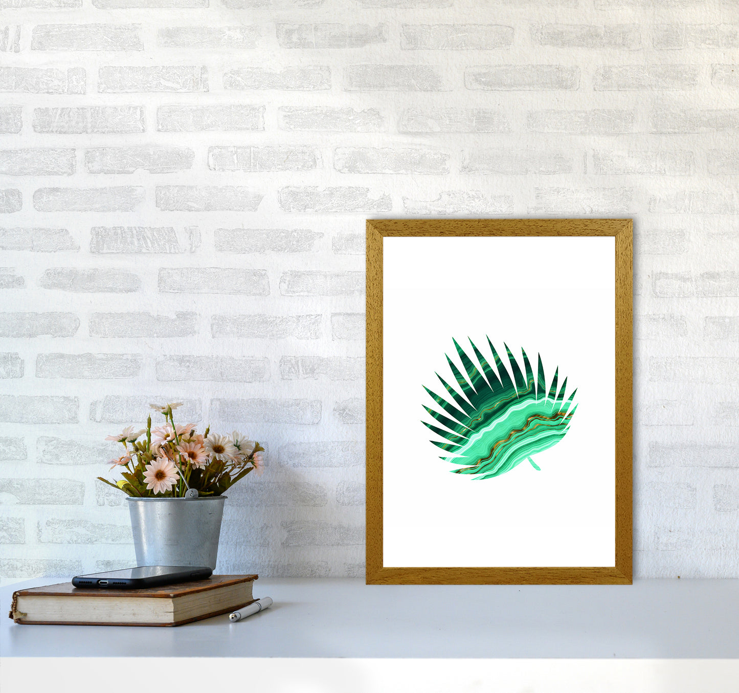 Green Marble Leaf II Art Print by Seven Trees Design