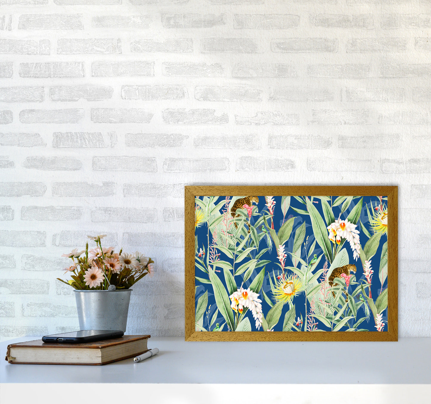 Leopard & Flowers Art Print by Seven Trees Design A3 Print Only