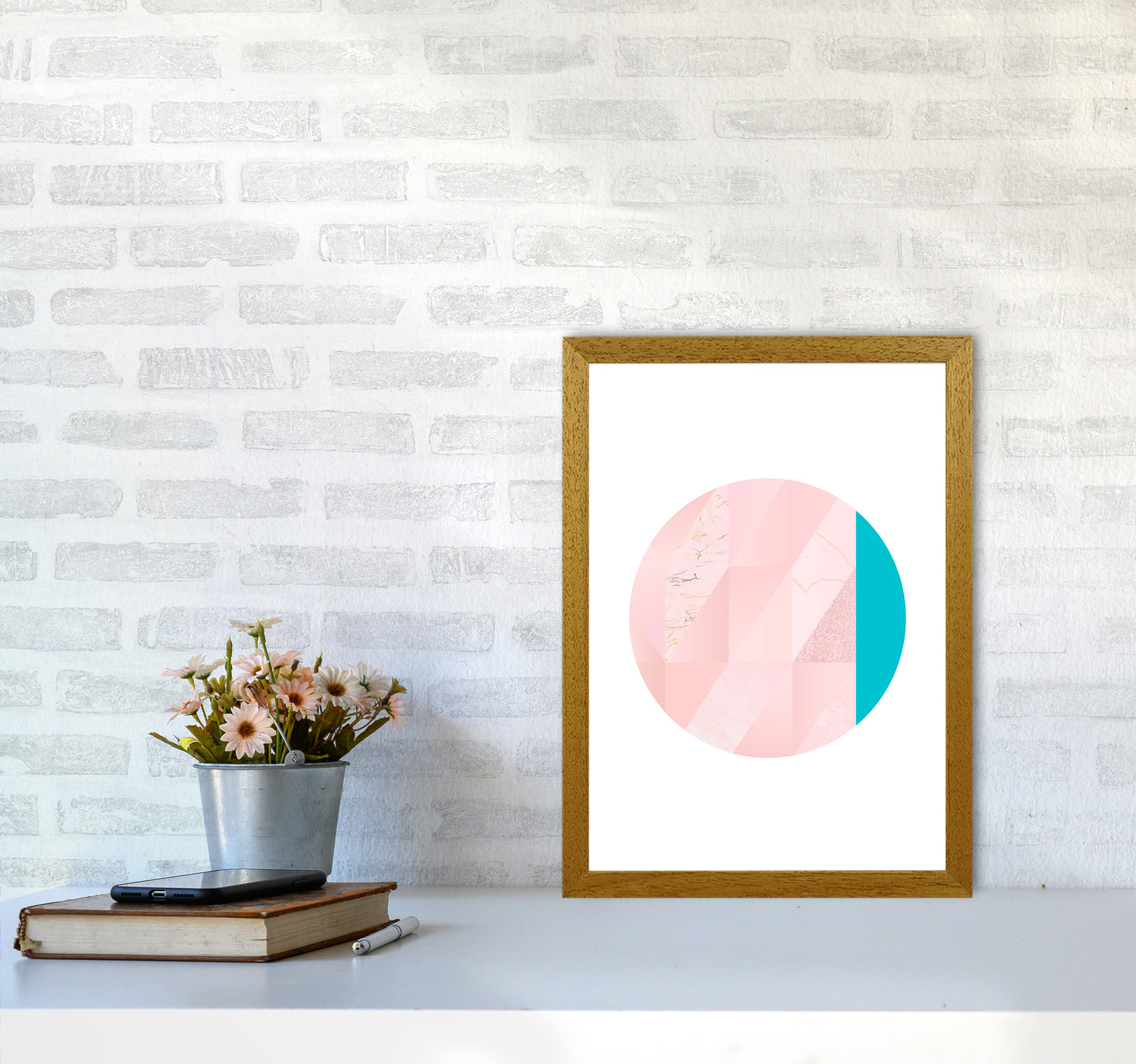 Pink Marble Circle II Abstract Art Print by Seven Trees Design