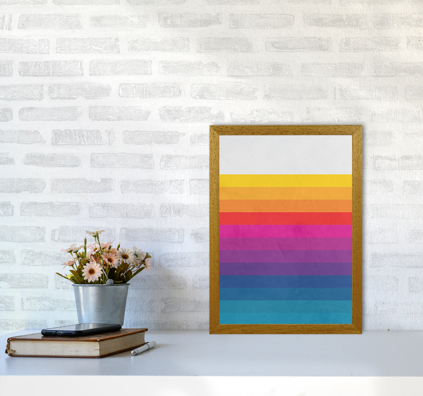 Vintage Retro Lines Art Print by Seven Trees Design A3 Print Only
