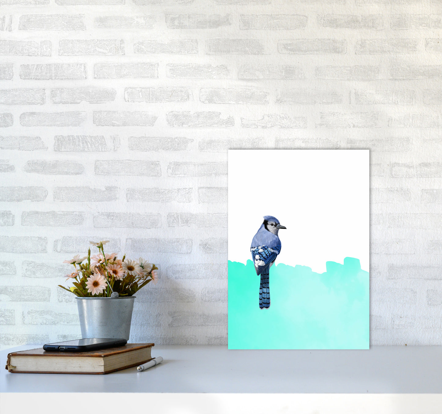 Bird Blue Art Print by Seven Trees Design A3 Black Frame