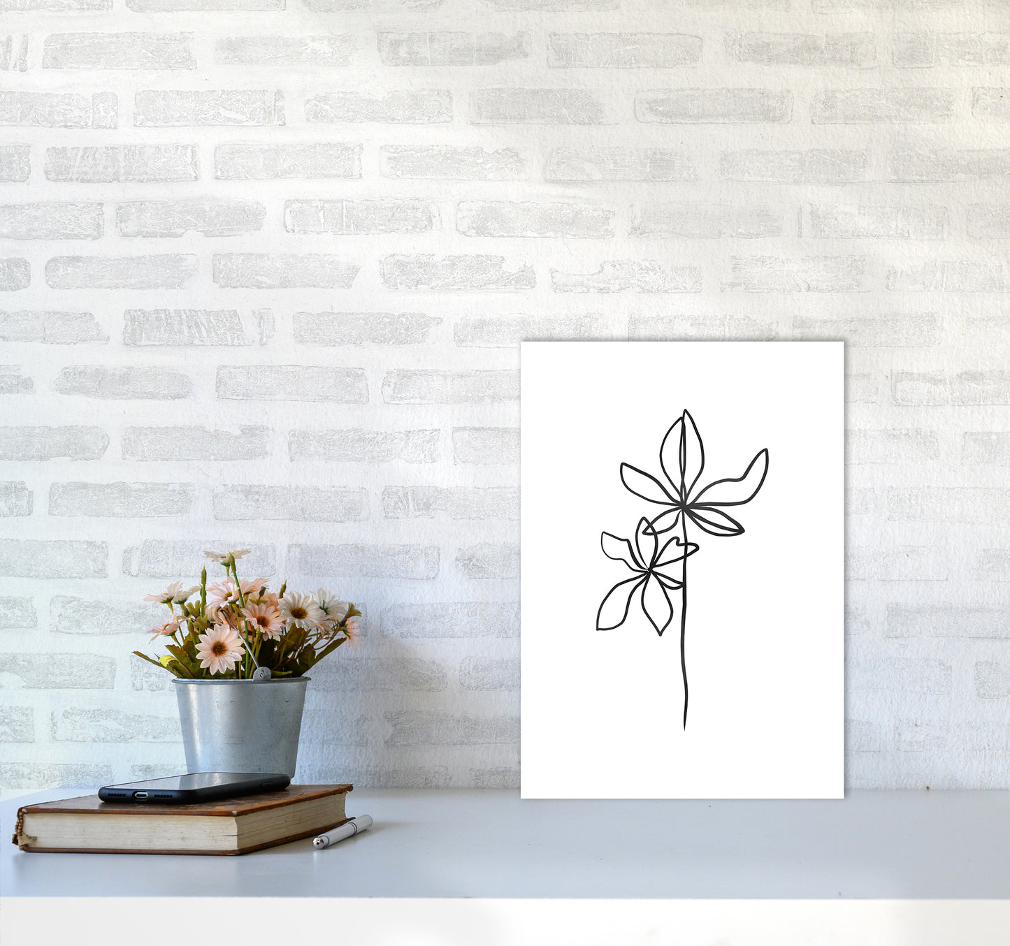 Lines Leaves I Art Print by Seven Trees Design A3 Black Frame
