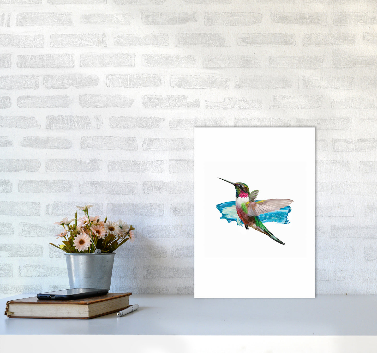 Modern Humingbird II Art Print by Seven Trees Design
