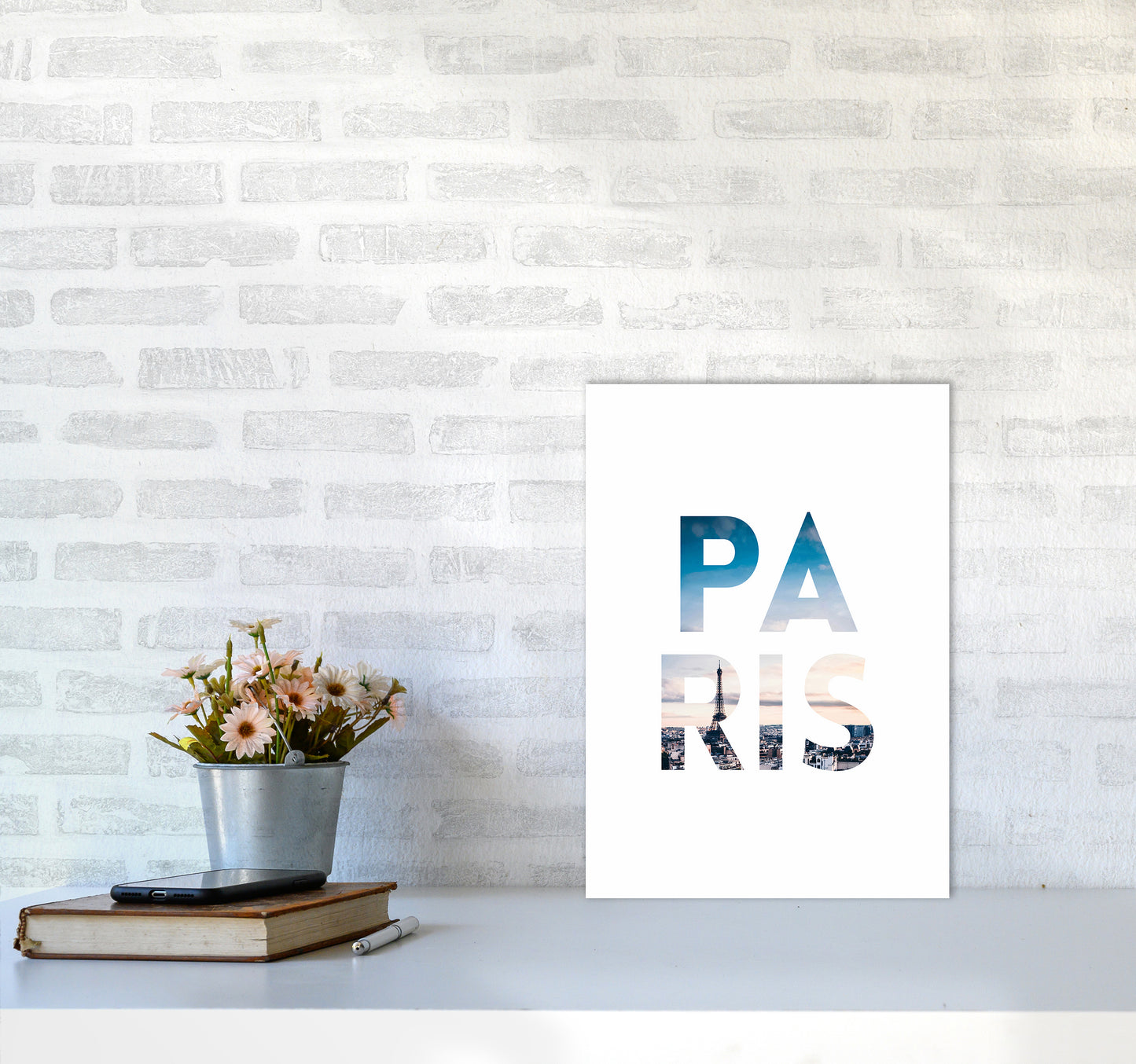 Paris Collage Letters Art Print by Seven Trees Design A3 Black Frame