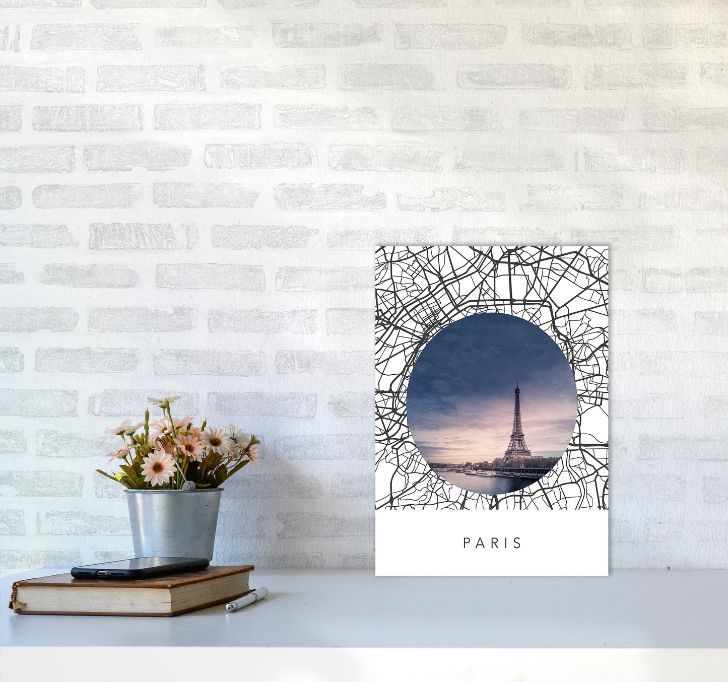 Paris Streets Collage Art Print by Seven Trees Design A3 Black Frame