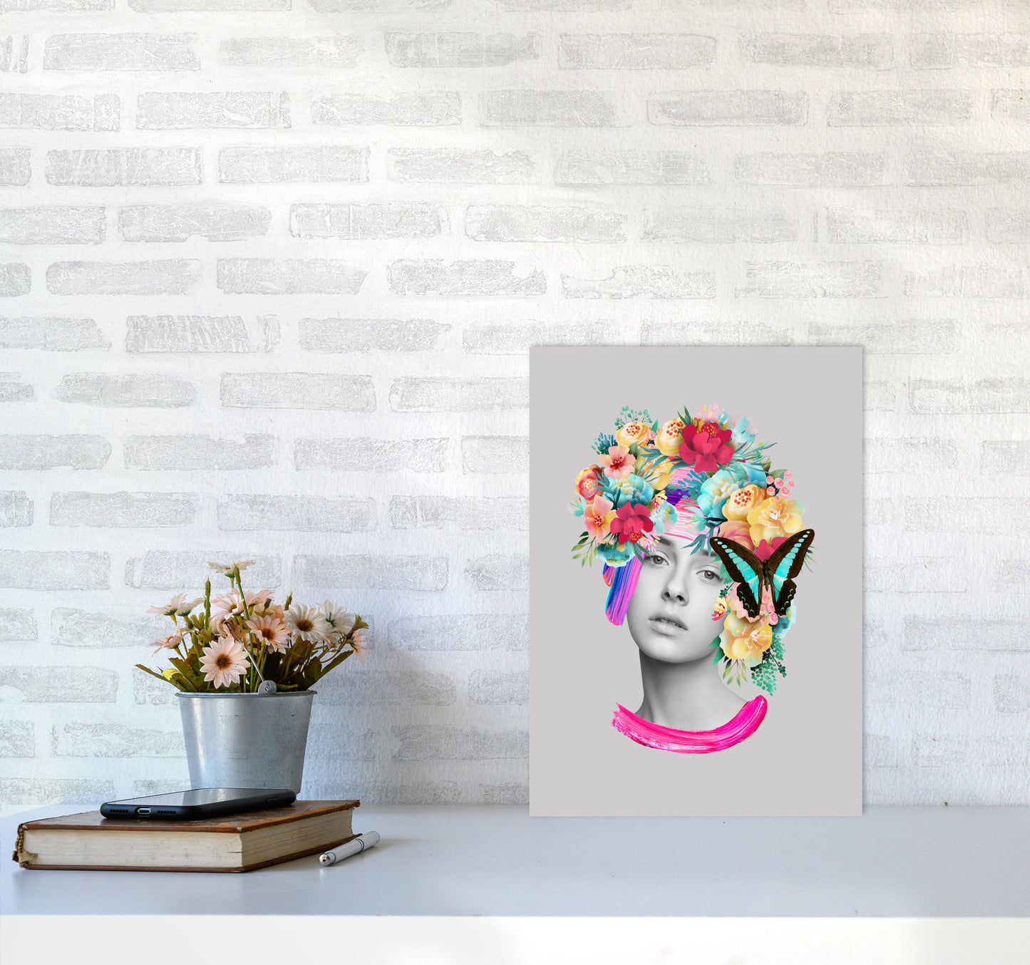 The Girl and the Butterfly Art Print by Seven Trees Design A3 Black Frame
