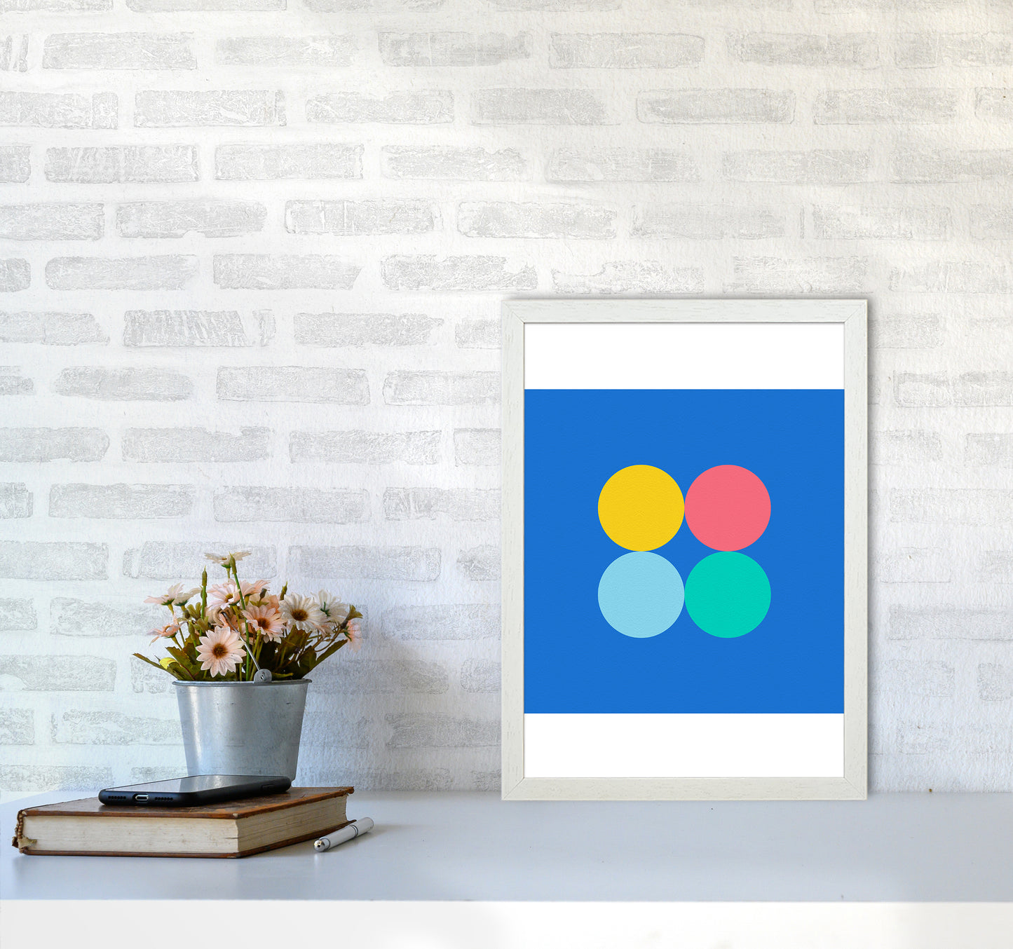 Happy shapes I Circles Art Print by Seven Trees Design A3 Oak Frame