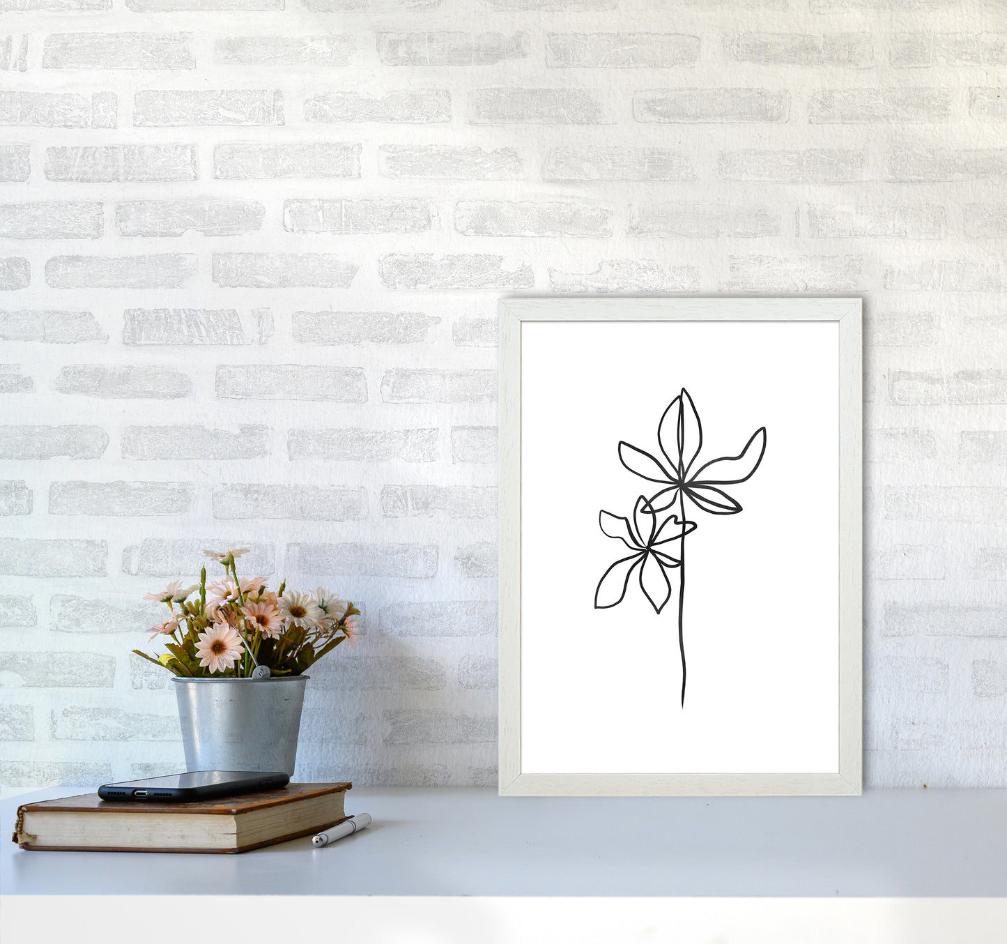 Lines Leaves I Art Print by Seven Trees Design A3 Oak Frame