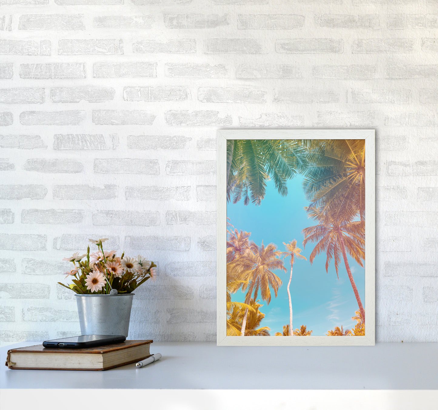 Palms Paradise Art Print by Seven Trees Design A3 Oak Frame