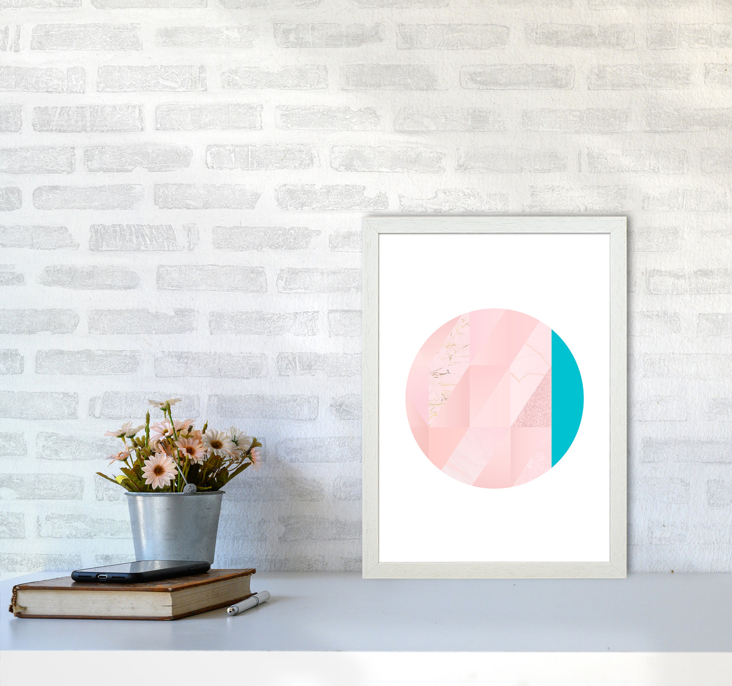 Pink Marble Circle II Abstract Art Print by Seven Trees Design