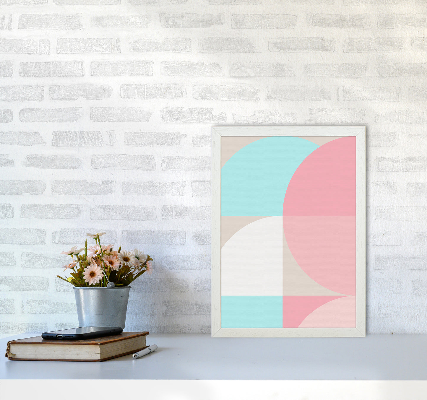 Scandinavian Shapes II Abstract Art Print by Seven Trees Design A3 Oak Frame
