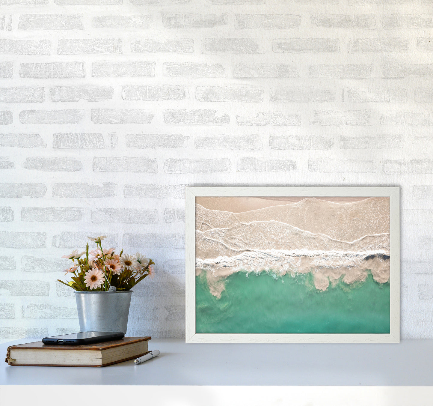 Sea From The Sky Photography Art Print by Seven Trees Design A3 Oak Frame