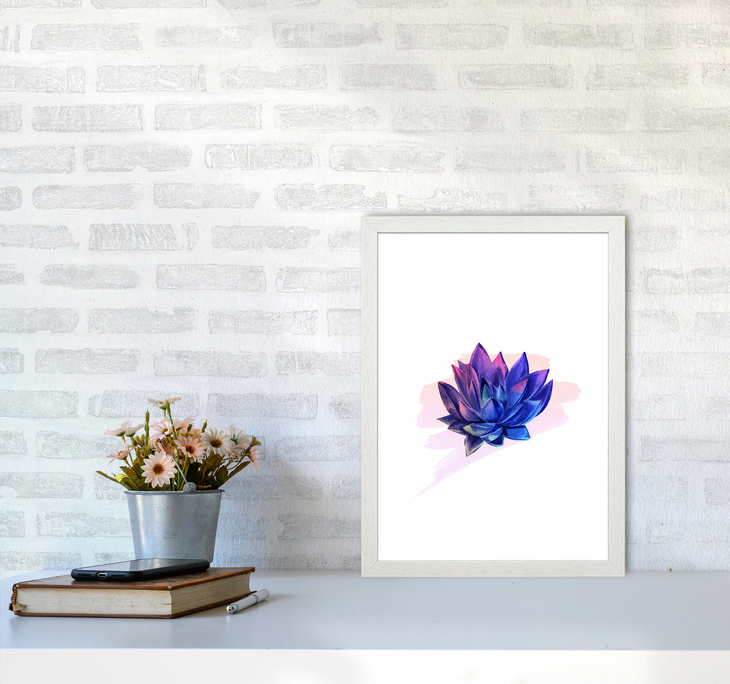 The Modern Succulent Art Print by Seven Trees Design A3 Oak Frame
