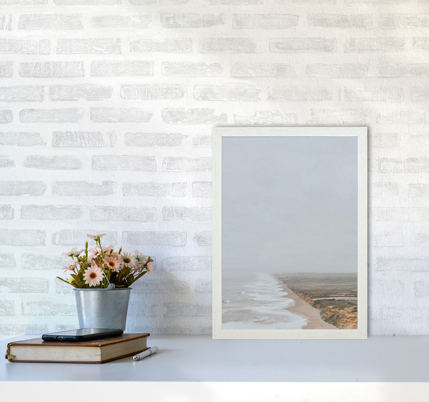 Fog and Waves Art Print by Seven Trees Design A3 Oak Frame