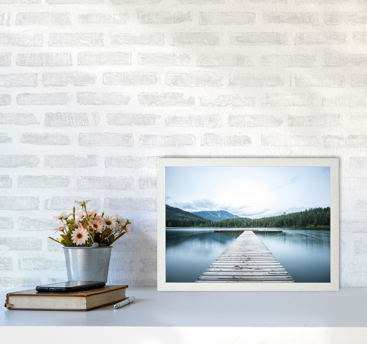 The Lake Art Print by Seven Trees Design A3 Oak Frame