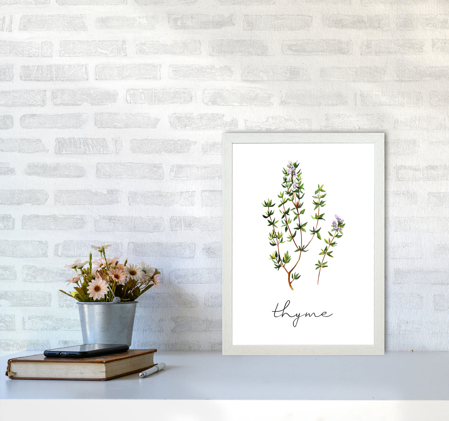 Thyme Art Print by Seven Trees Design A3 Oak Frame