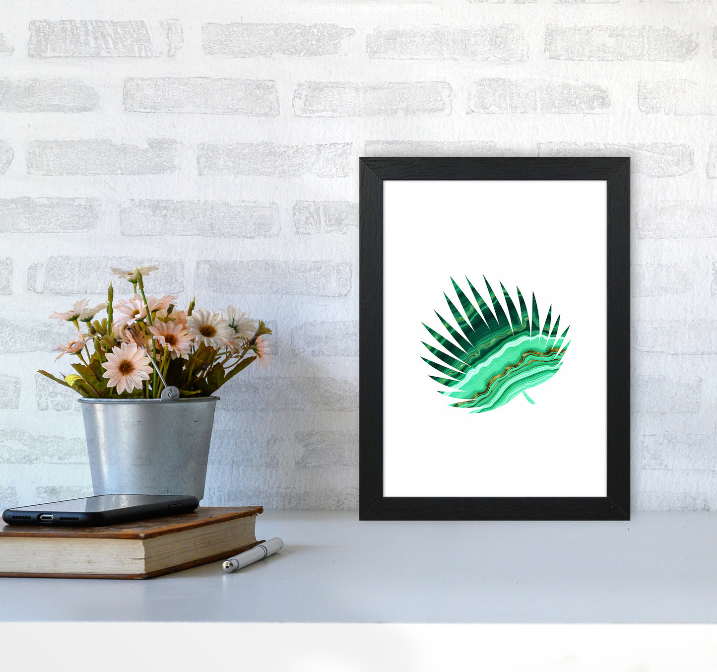 Green Marble Leaf II Art Print by Seven Trees Design