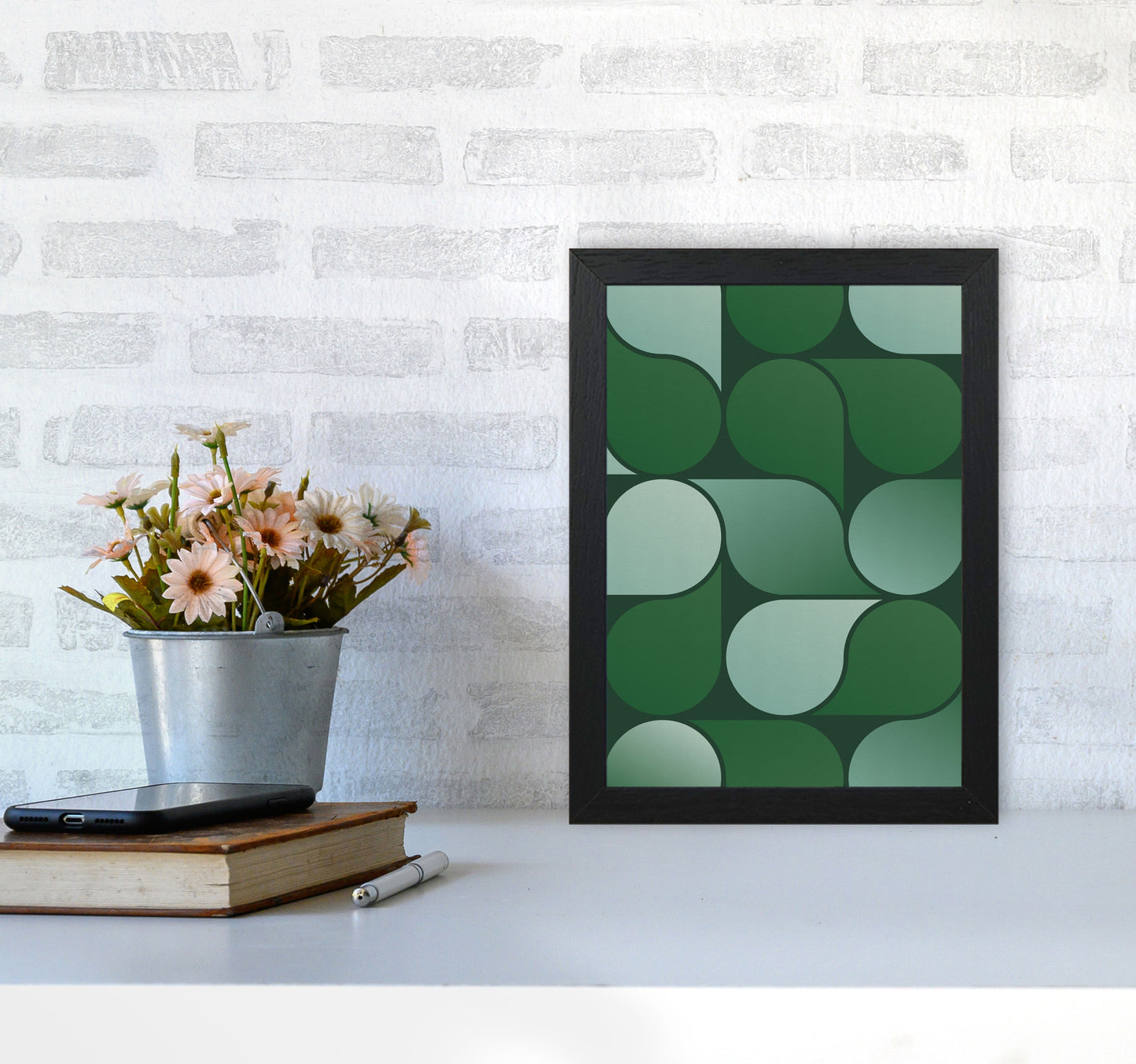 Geometric Loop Art Print by Seven Trees Design A4 White Frame