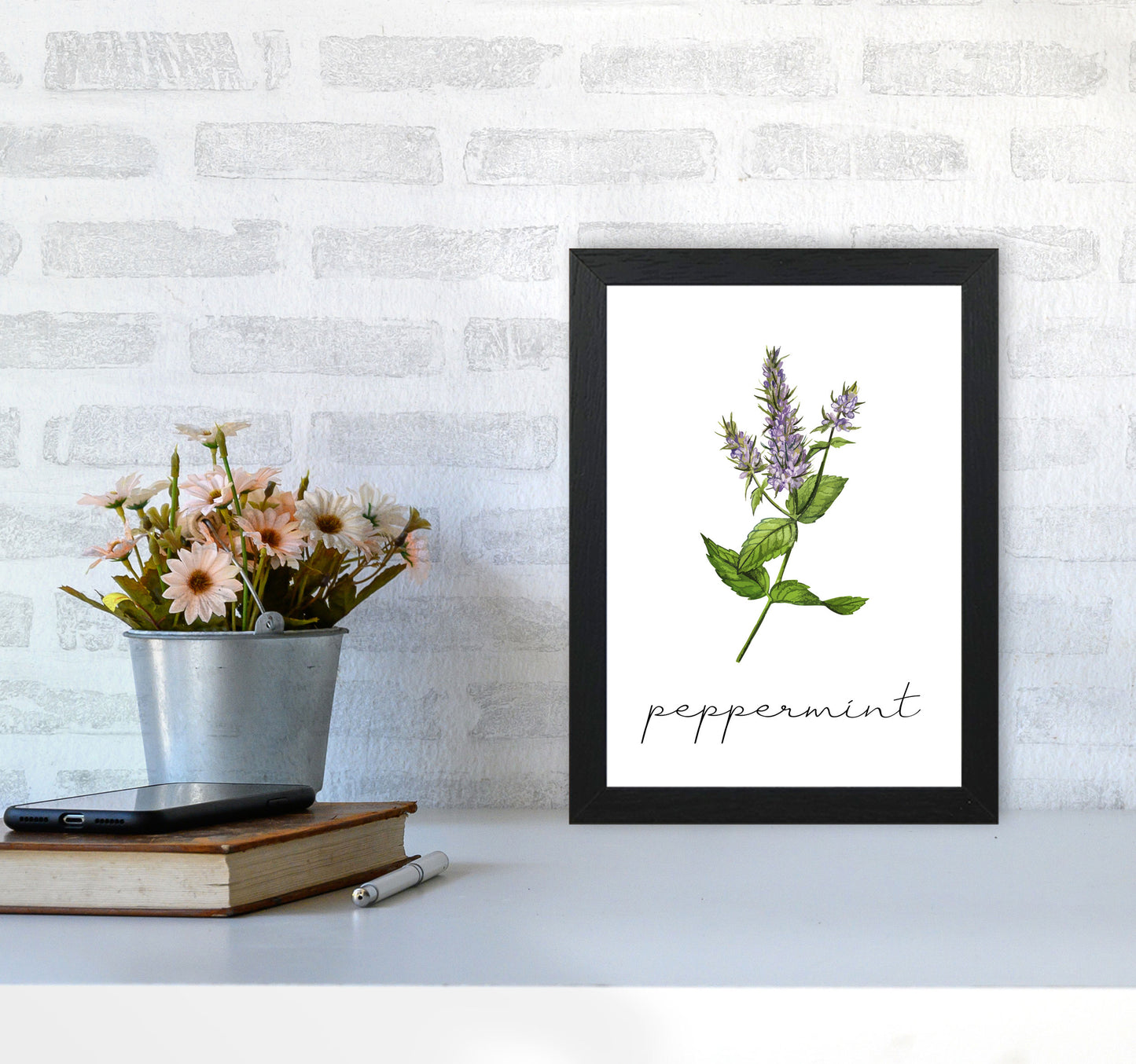 peppermint Art Print by Seven Trees Design A4 White Frame