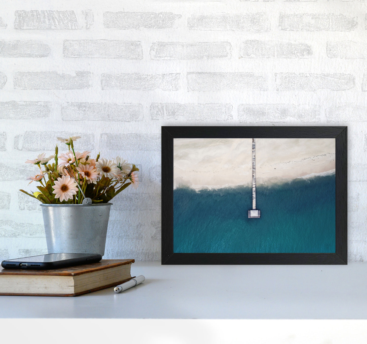 The bay from the sky Art Print by Seven Trees Design A4 White Frame