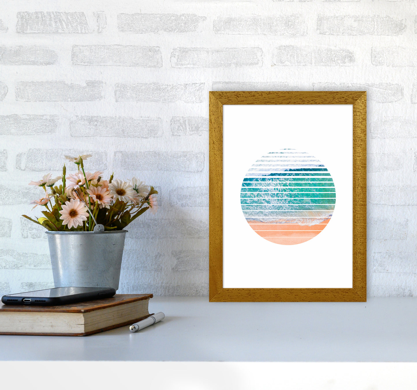 Geometric Ocean Art Print by Seven Trees Design A4 Print Only