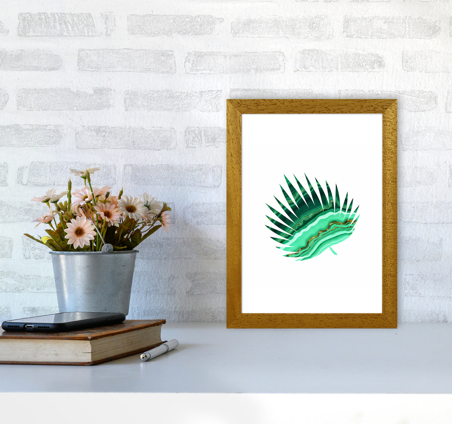 Green Marble Leaf II Art Print by Seven Trees Design