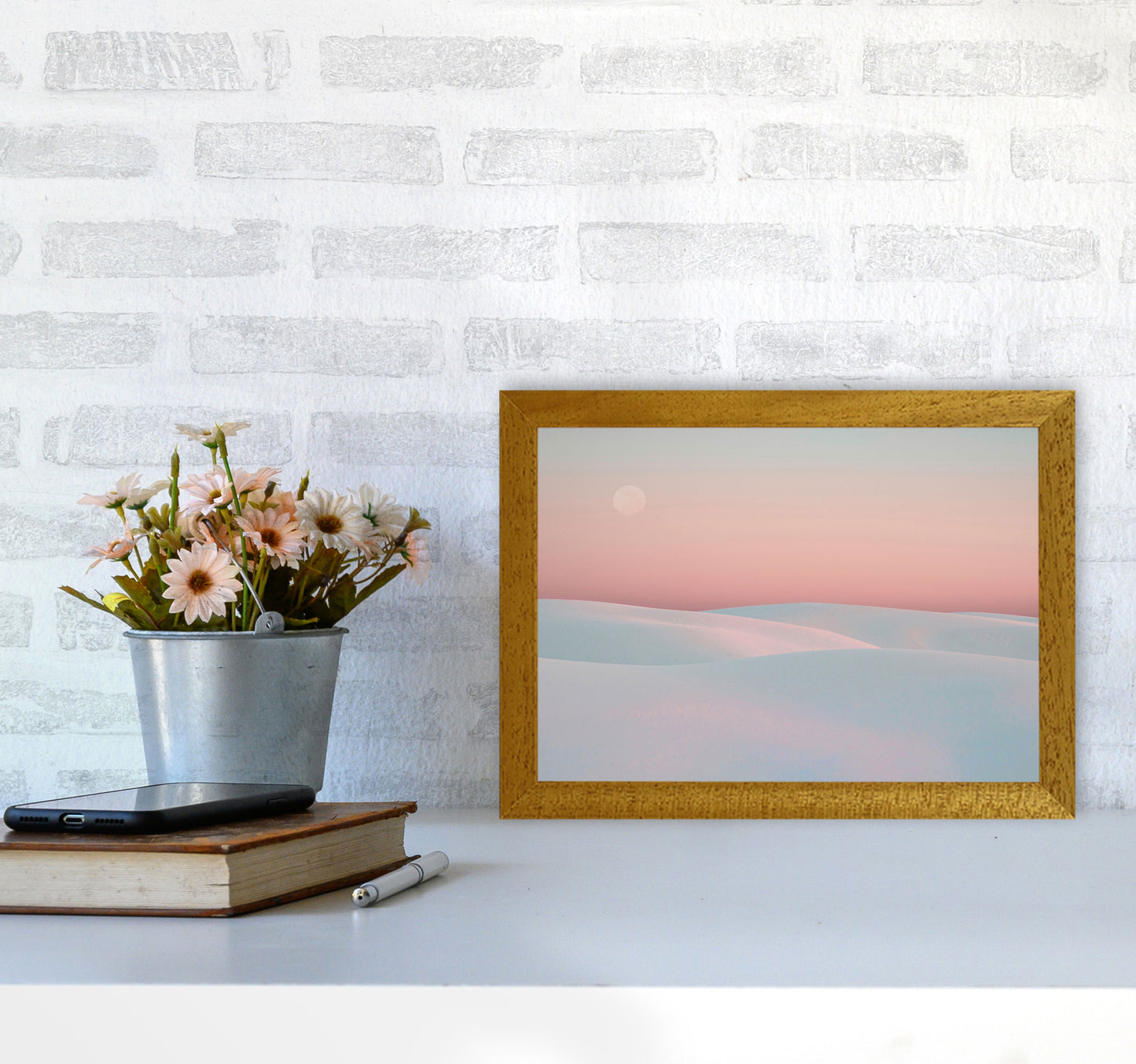 Moon And Dunes Art Print by Seven Trees Design A4 Print Only