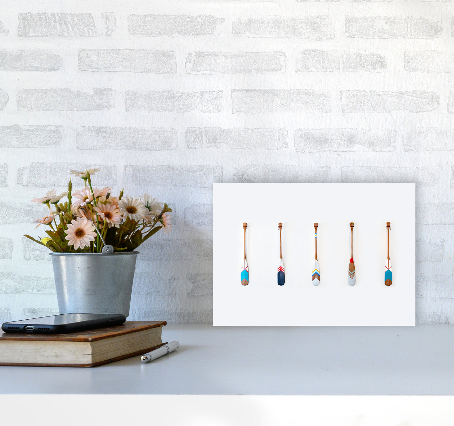 Five Oars Photography Art Print by Seven Trees Design A4 Black Frame