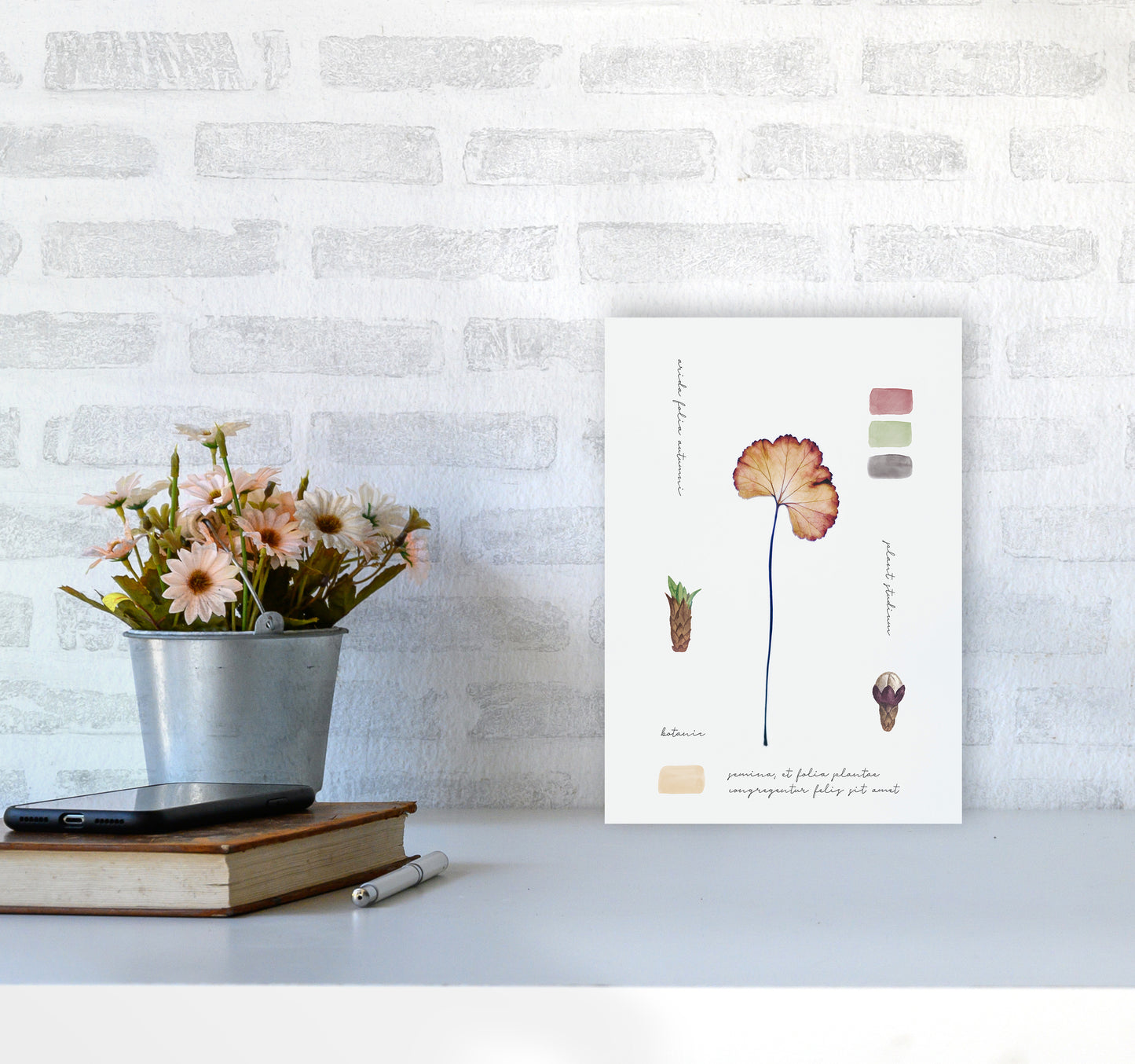 Botanic Notes Art Print by Seven Trees Design A4 Black Frame
