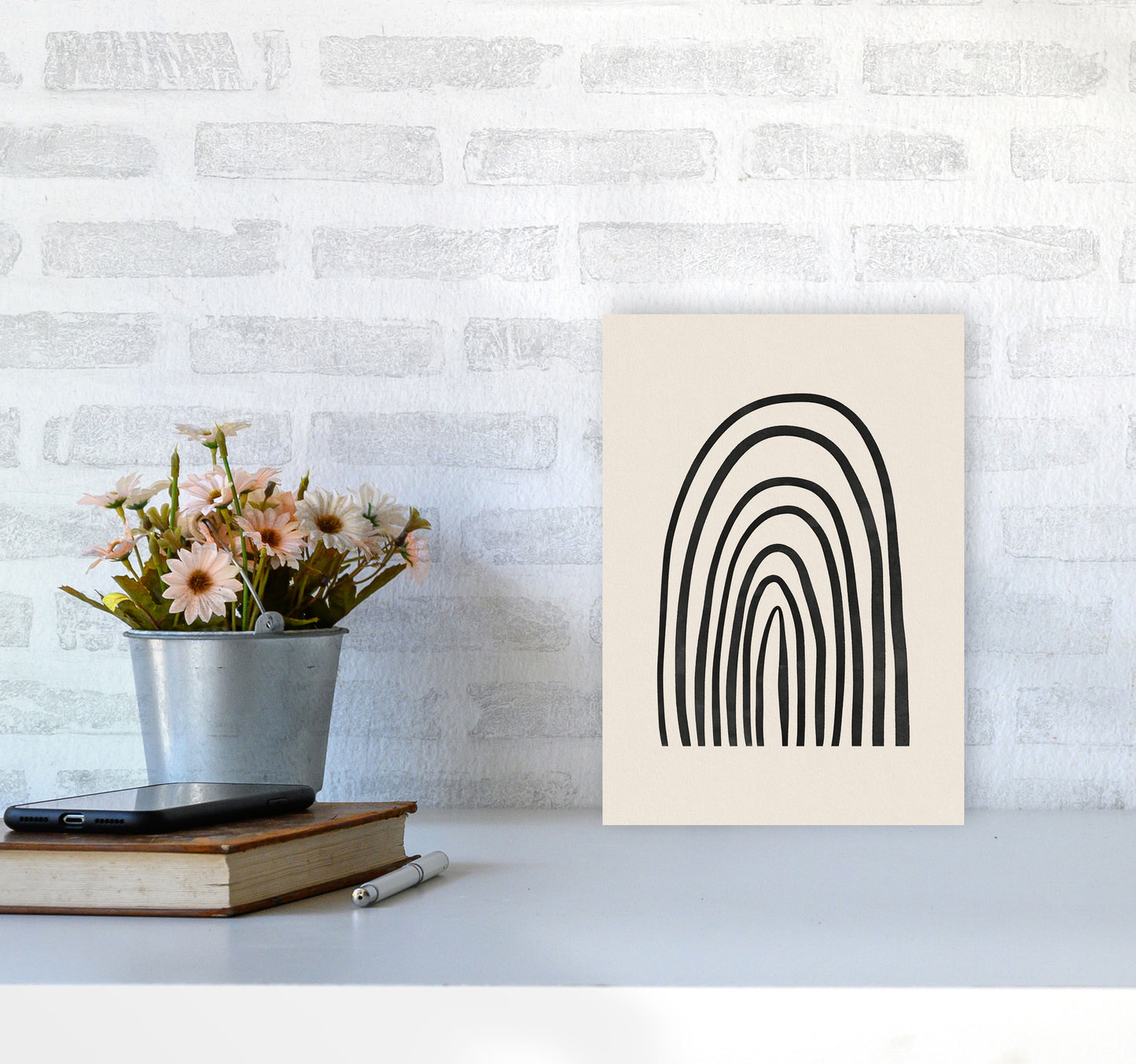Black Watercolor Rainbow Art Print by Seven Trees Design A4 Black Frame