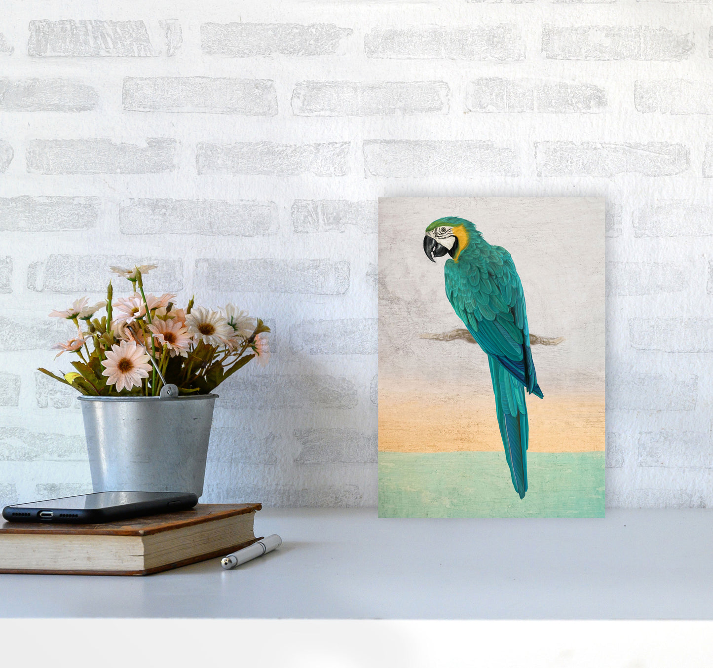 Graffiti Macaw Art Print by Seven Trees Design A4 Black Frame