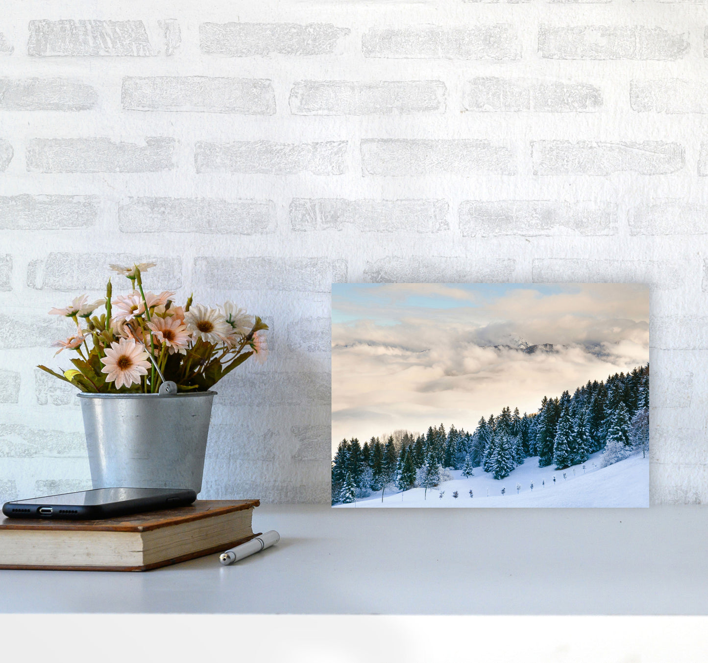 Pines in the sky Art Print by Seven Trees Design A4 Black Frame
