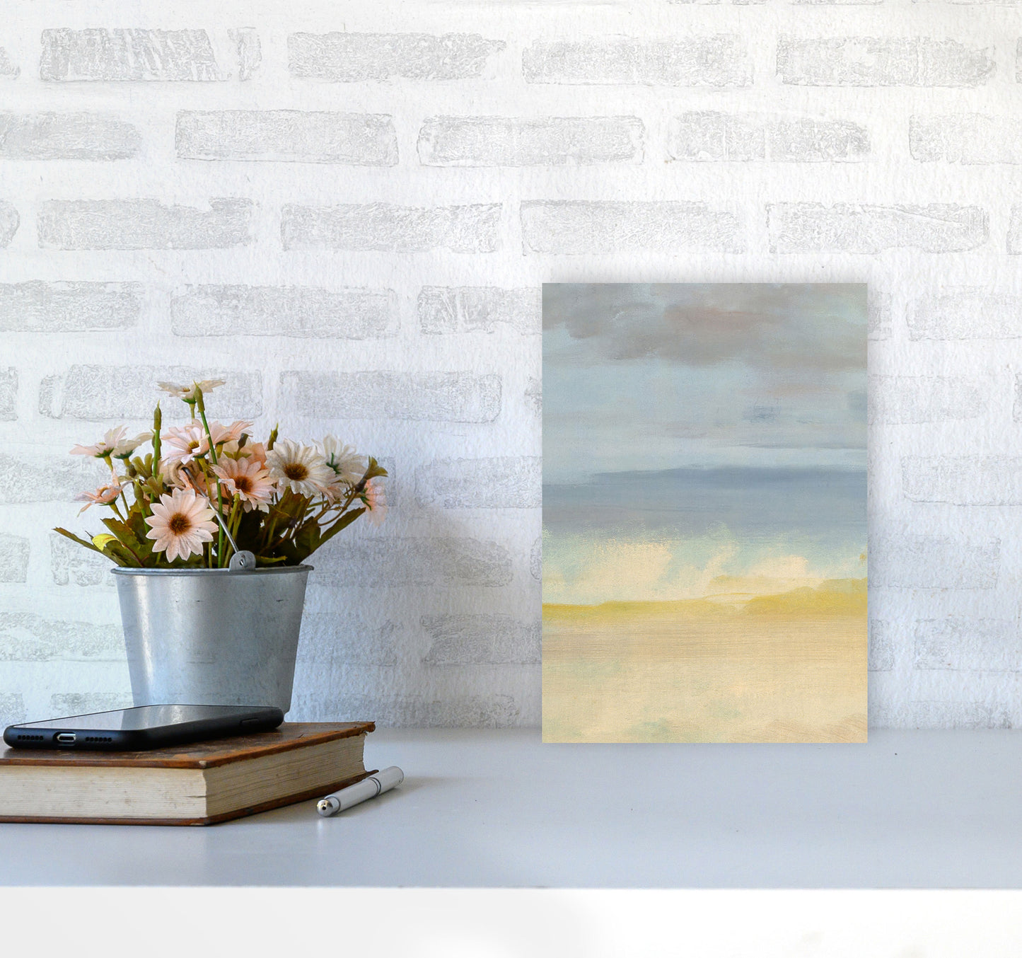 Sand, Ocean and Sky Art Print by Seven Trees Design A4 Black Frame