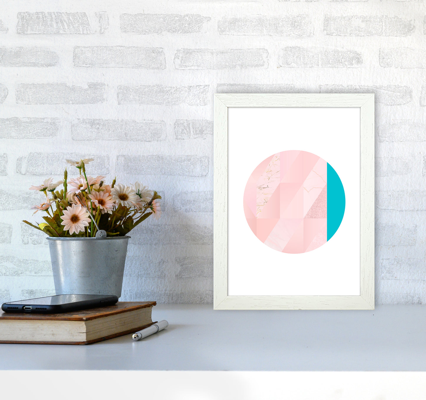 Pink Marble Circle II Abstract Art Print by Seven Trees Design