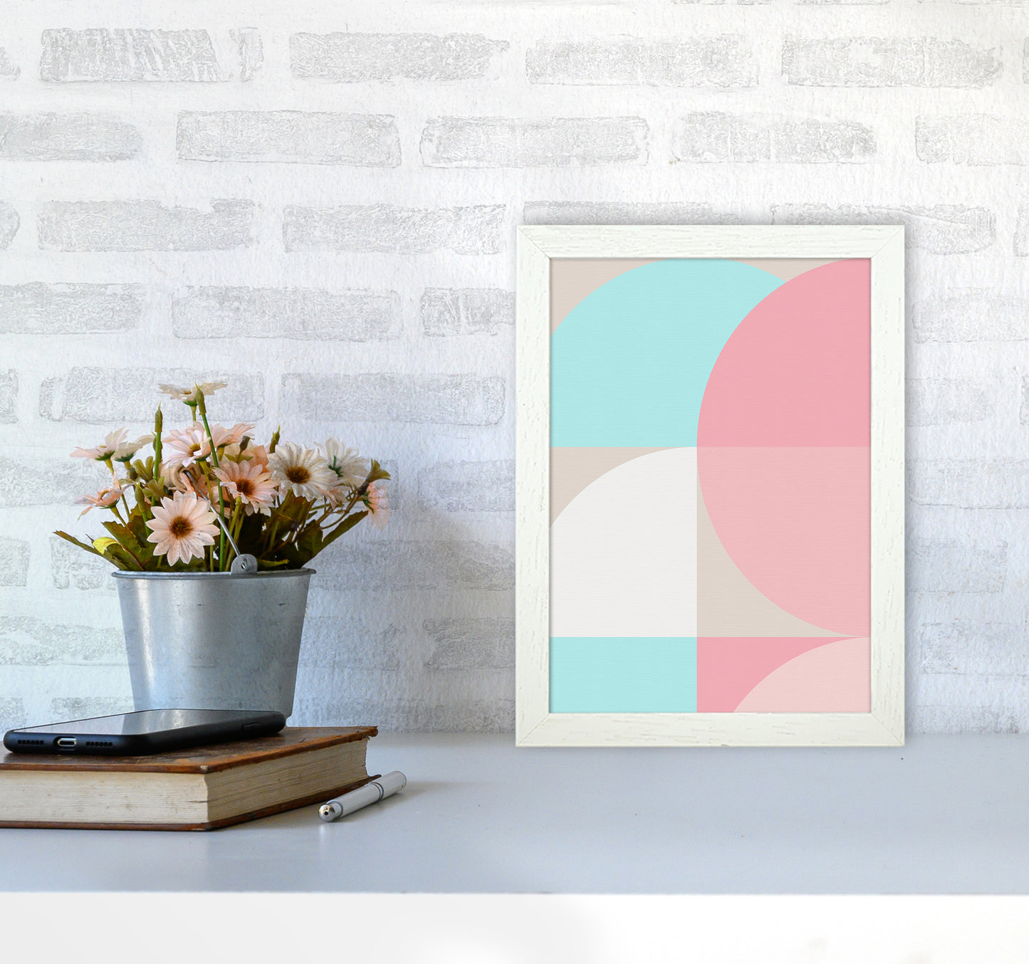Scandinavian Shapes II Abstract Art Print by Seven Trees Design A4 Oak Frame