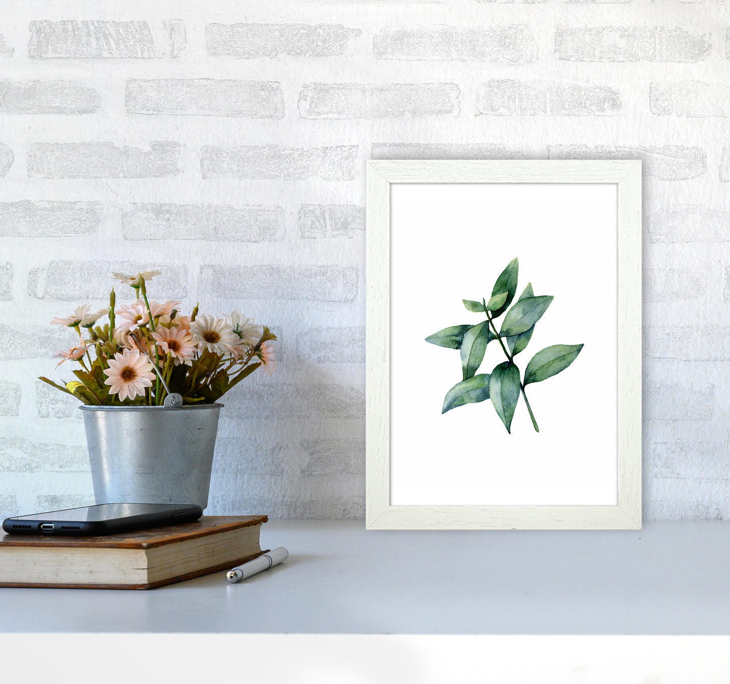 Watercolor Eucalyptus III Art Print by Seven Trees Design A4 Oak Frame