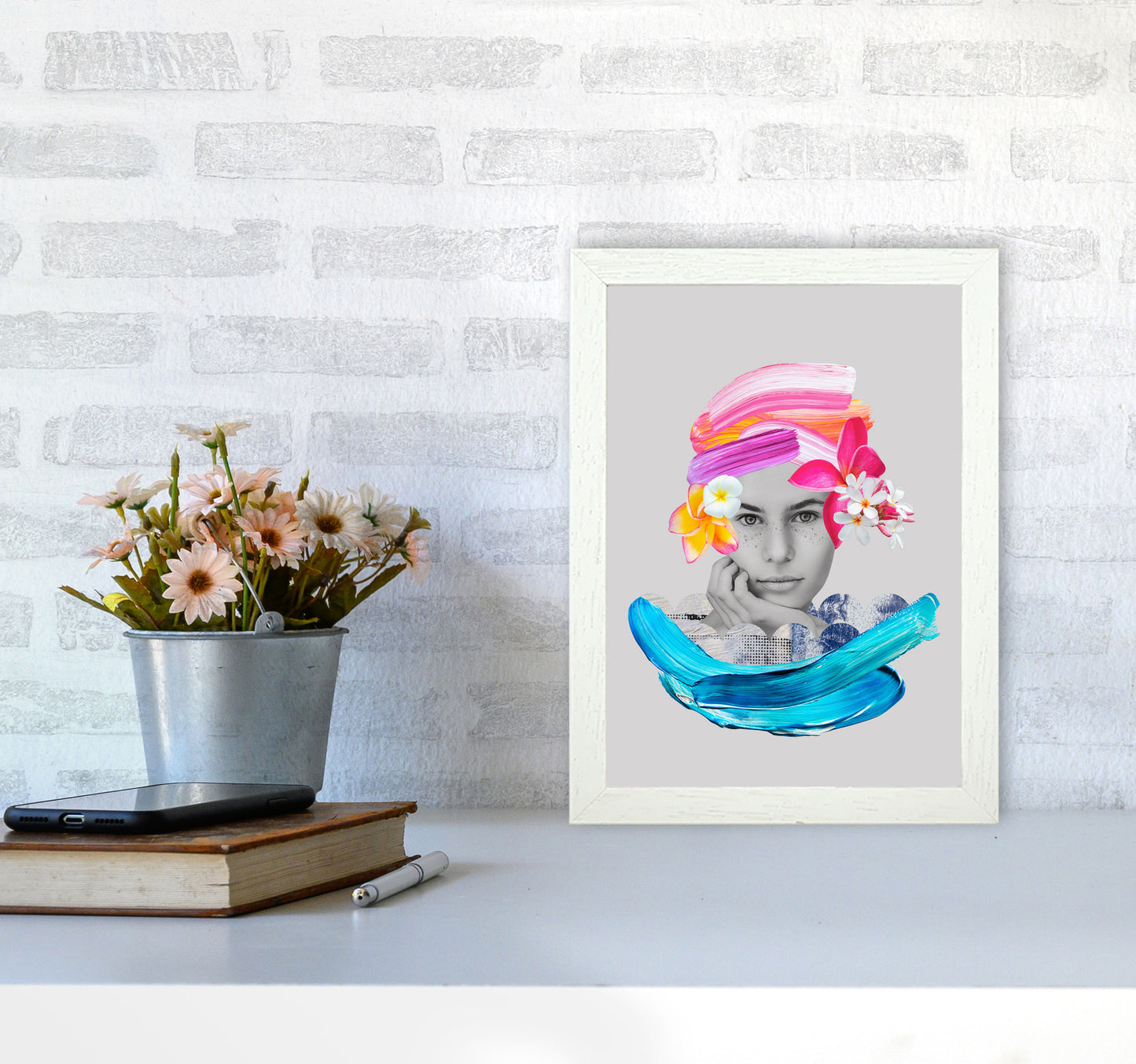 Imagination Girl Art Print by Seven Trees Design A4 Oak Frame