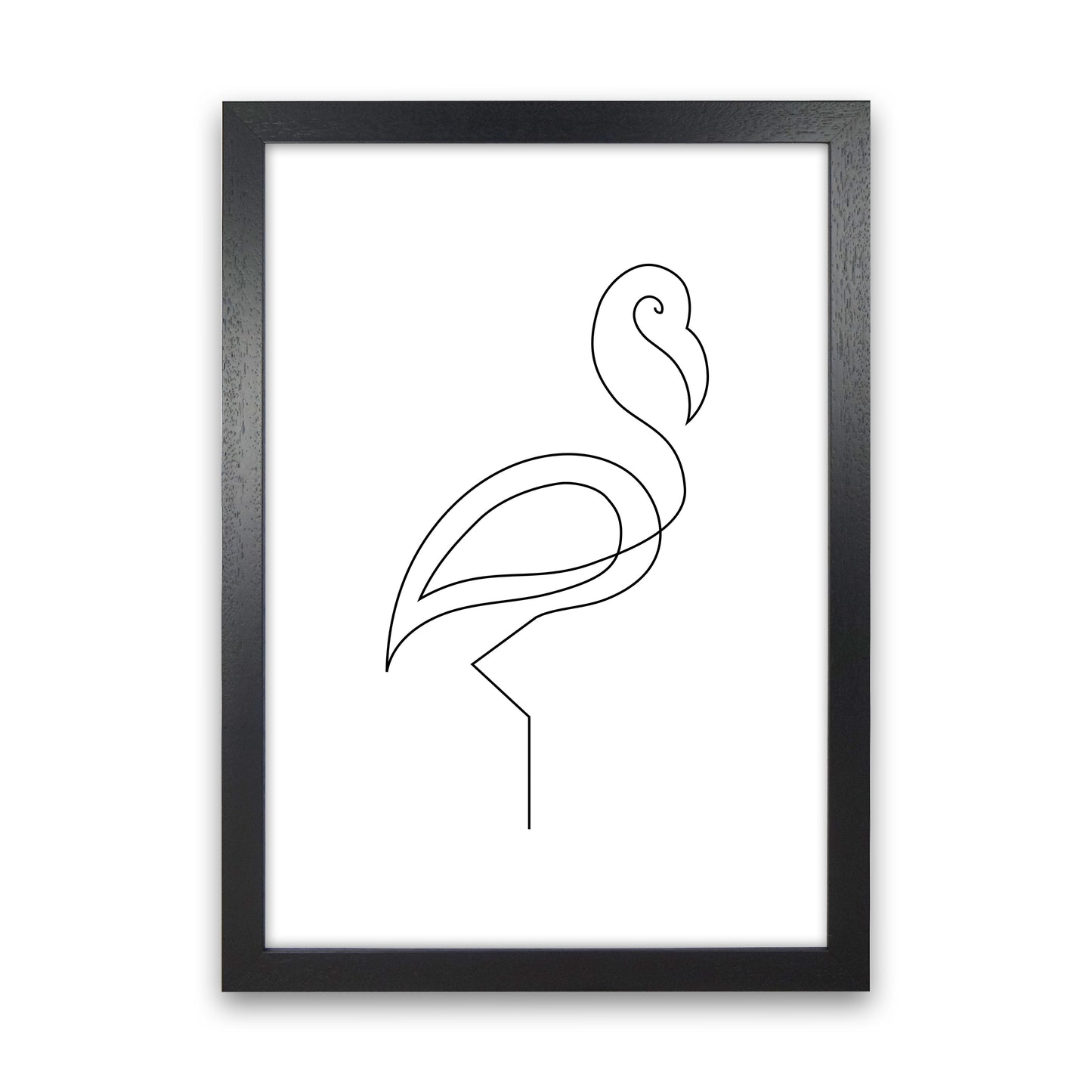 One Line Flamingo Art Print by Seven Trees Design Black Grain