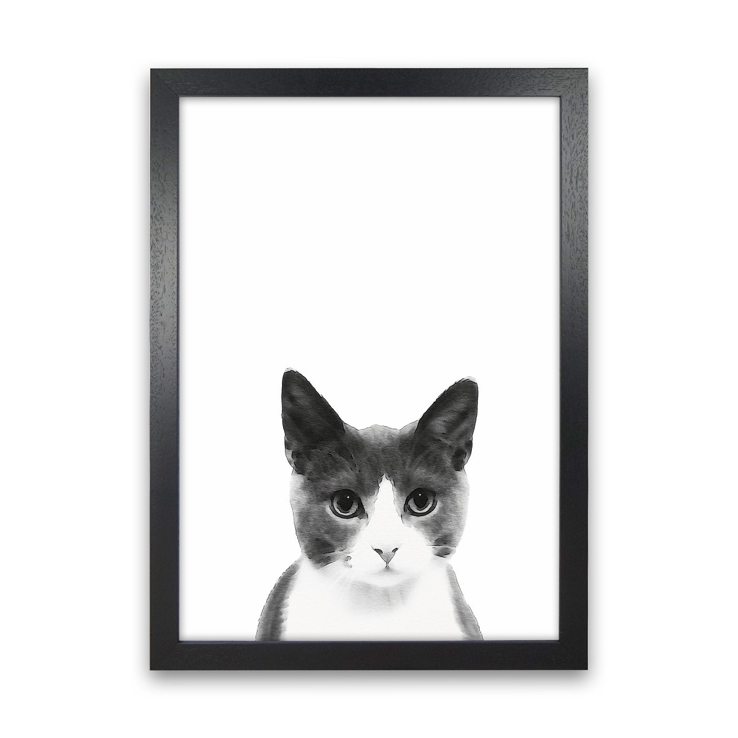 Watercolor Cat Art Print by Seven Trees Design Black Grain