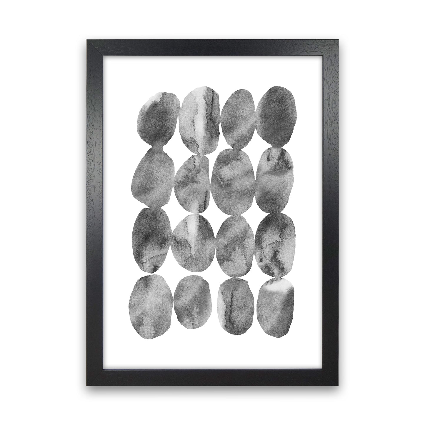 Watercolor Grey Stones Art Print by Seven Trees Design Black Grain