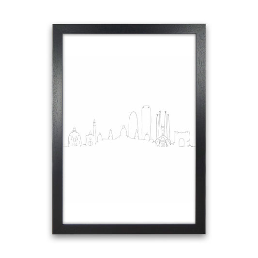 One Line Barcelona Art Print by Seven Trees Design Black Grain