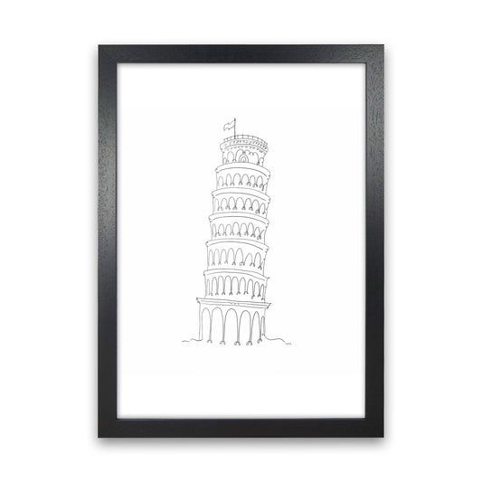 One Line Pissa Tower Art Print by Seven Trees Design Black Grain
