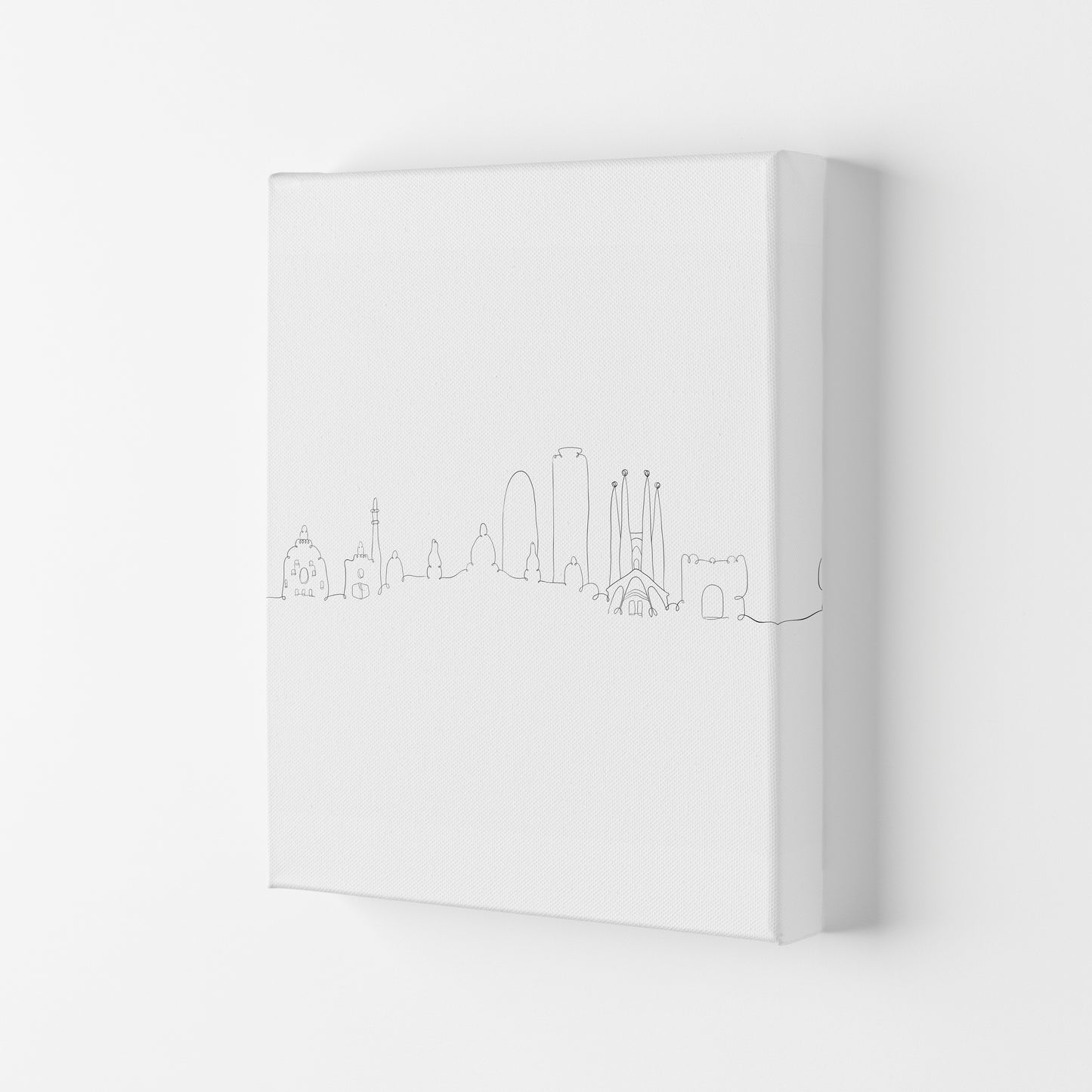 One Line Barcelona Art Print by Seven Trees Design Canvas